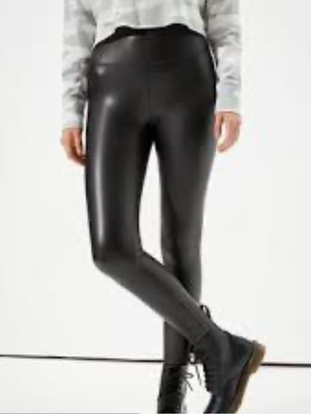 aerie offline Black Faux Leather Leggings
